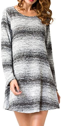Tunic Sweatshirts for Women,Ladies Long Sleeve Scoop Neck Flowy Tops Dress with Pocket Black L
