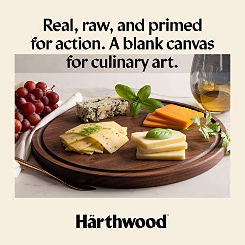Wood Cutting Board with Juice Groove | Genuine Härthwood Walnut Prep & Serve Chopping and Carving Block with Seasoning Oil | Made in the USA (9"x13")