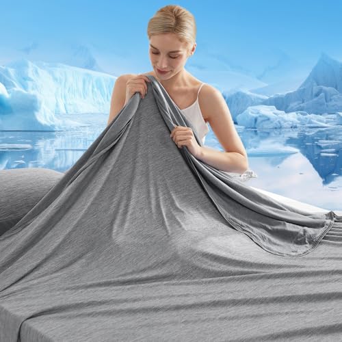 Marchpower Cooling Blanket, 150 x 200 cm, Light Summer Blanket with Japanese Arc-Chill Q-Max > 0.43 Cooling Fibres, Absorbs Body Heat, 2 in 1 Double-Sided Children's Blanket, Sofa Blanket, Travel Blanket, Grey