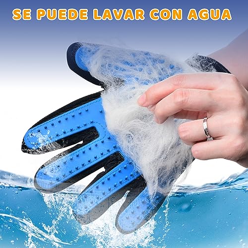 MXCOCO Guantes Removedores de Pelo para Mascotas (Par), Guantes con Cepillos para Bañar, Masajear Mascotas con Correas Ajustables, Perfecto para Quitar Pelos Largos de Perros y Gatos
