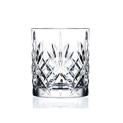 6Piece Italian Crystal Whiskey Glass Set, 10 oz Crafted Double Old