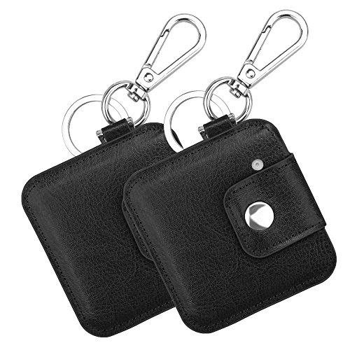 Fintie Tile Slim Case with Carabiner Keychain [2 Pack], Anti-Scratch Vegan Leather Protective Skin Cover for Tile Slim Item Tracker Phone Finder, Black