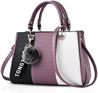 NICOLE&DORIS 爽やかなハンドバッグ 斜め掛けバッグ ファーチャーム かわいい ポンポン 鞄 シンプル ショルダーバッグ レディース 通勤 デート PUレザー