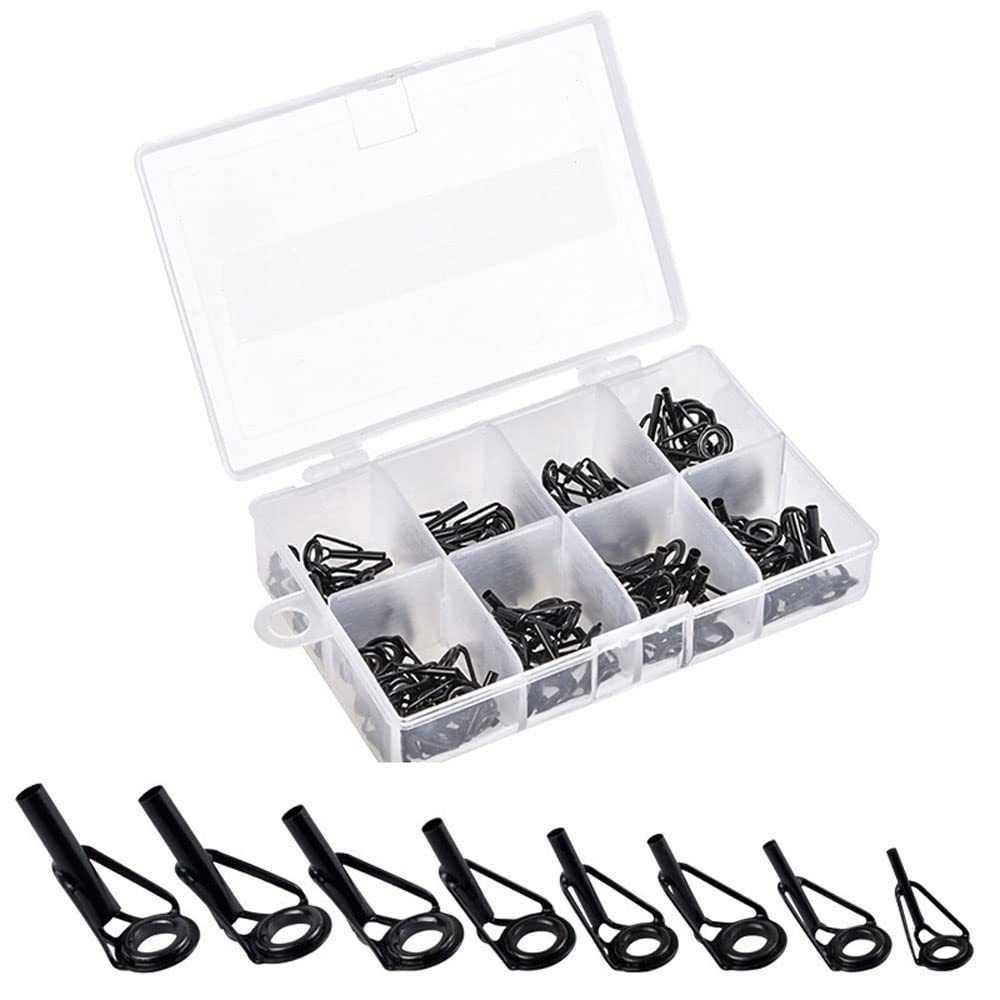 BDHI 40pcs Fishing Rod Repair Kit Ceramic Ring Stainless Steel 8Sizes Fishing Rod Tip Repair Kit(S11-1)