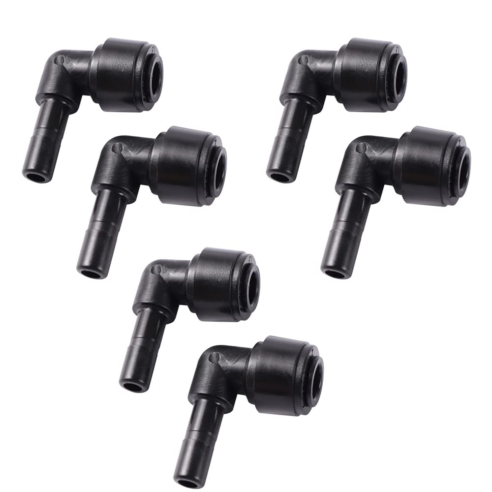 CENPEK 6Pcs Water Pipe Stem Elbow Connector for 6.5mm Tubing 90 degree elbow Push to Connect Plastic Quick Fittings for Reverse Osmosis System