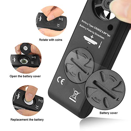 Digital Anemometer Handheld Wind Speed Meter for Measuring Wind Speed, Temperature and Max/Average/Current, High Precision, Measuring for Windsurfing Sailing Fishing Outdoor Activities-AP-816B(Black)