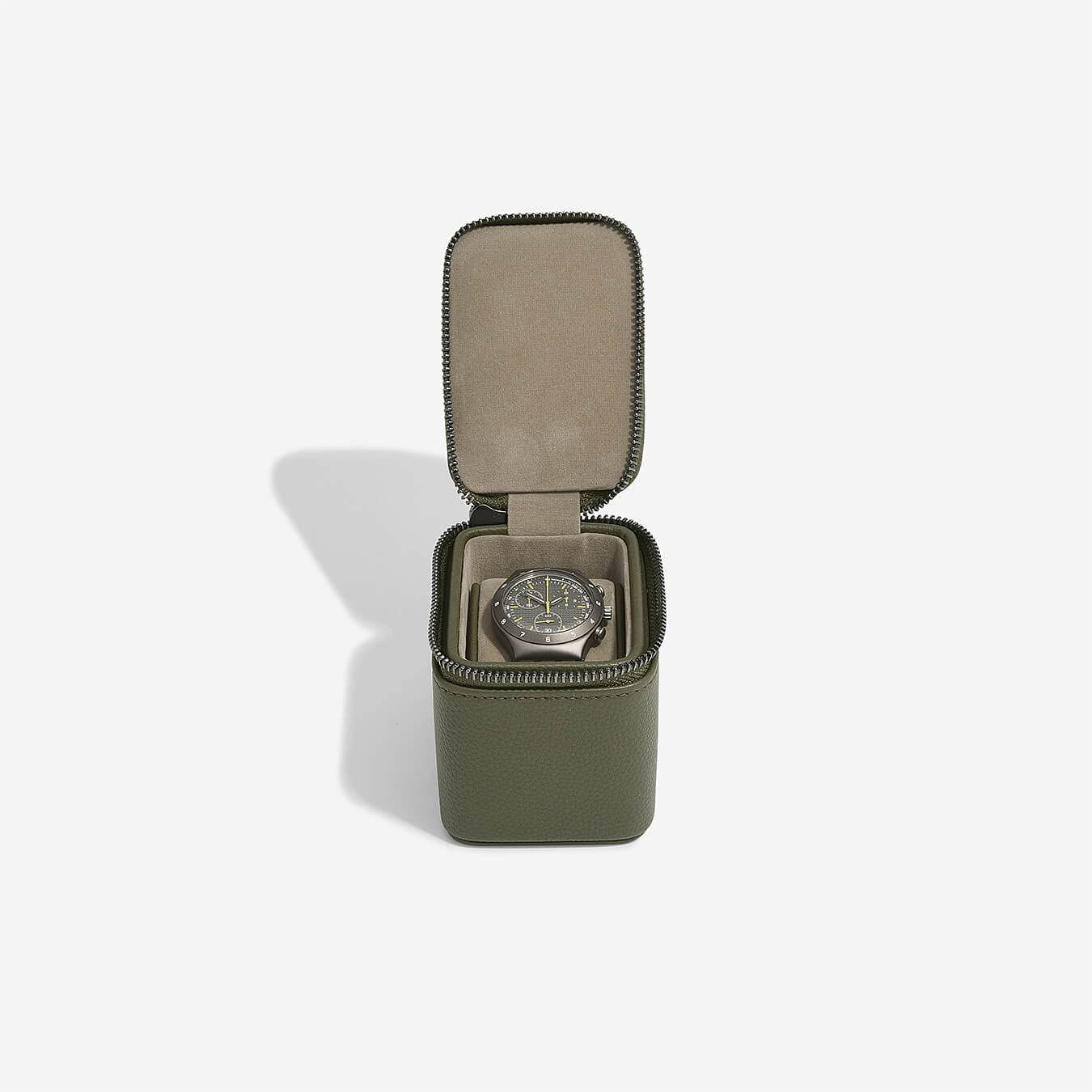 Stackers Olive Green Small Zipped Watch Box