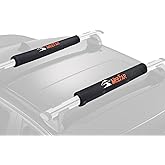 MeeFar Universal Car Soft Roof Rack Pads Luggage Carrier Rack for Kayak Surfboard SUP Canoe Include 2 Heavy Duty Tie Down Straps, 2 Tie Down Rope, 2 Quick Loop Strap