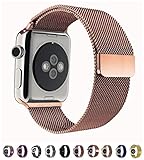 Leefrei Apple Watch Band, Milanese Loop Woven Stainless Steel Mesh with Magnetic Closure Bracelet Replacement Strap for Apple Watch Series 2 Series 1 38mm - Coffee