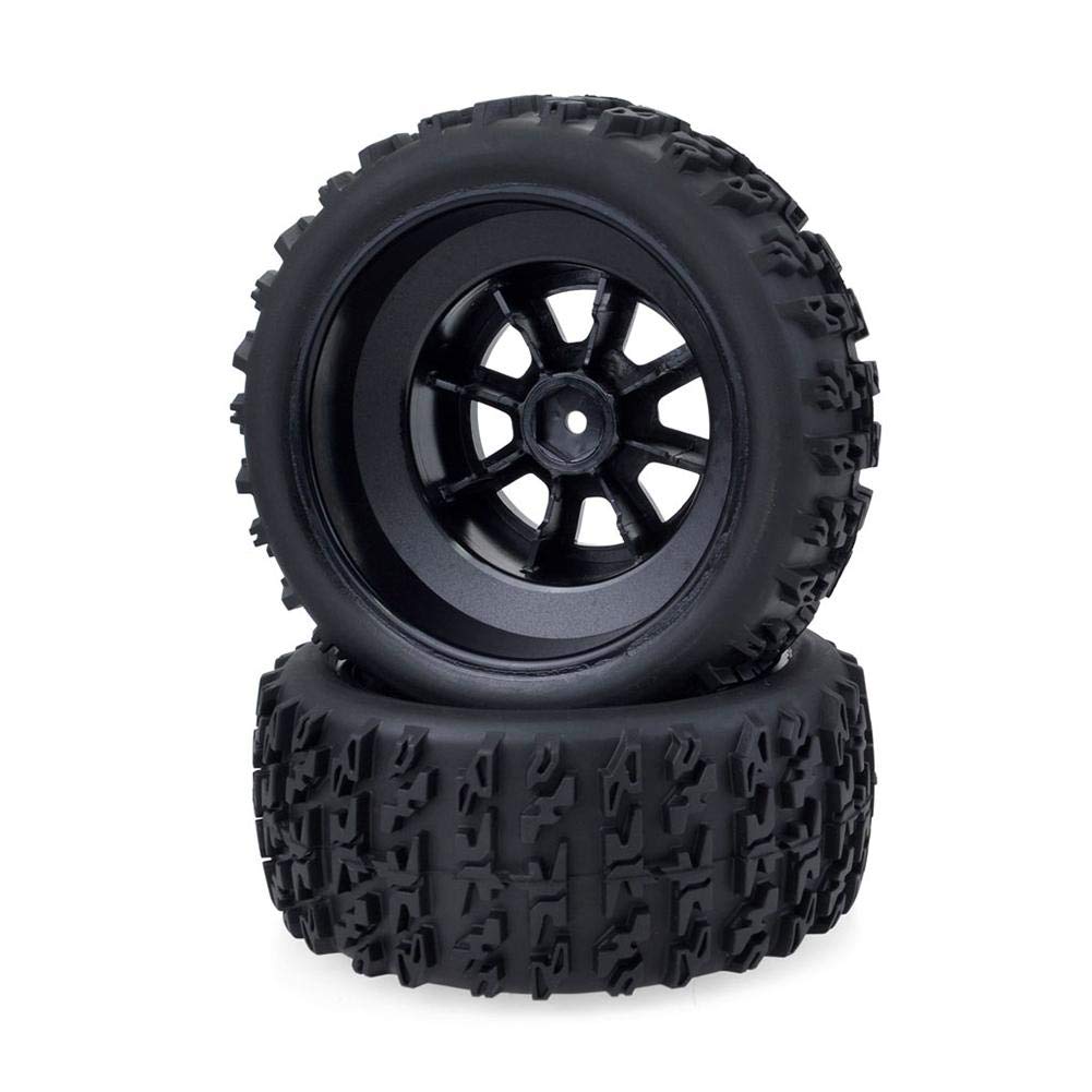 Mini Truck Tire, Durable Heavy Duty Solid Rubber Wear-Resistant Tyre Rim Hub Crawler Truck Wheel for Redcat