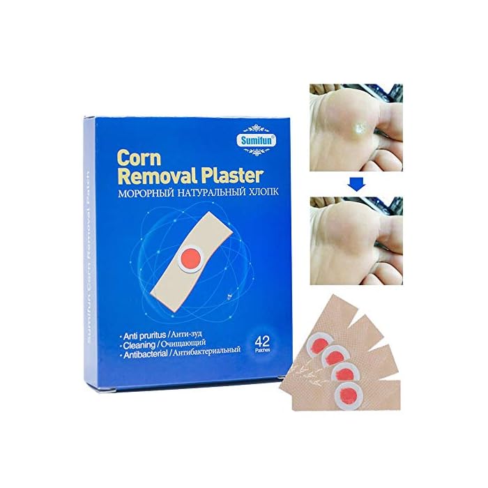 Corn Remover, Corn Removal, Callus Remover, Cuticle Remover 42 Pcs Foot Corn Remover Calluses Plantar Warts Thorn Pain Relief Plaster Foot Care Tool Medical Sticker Toe Protector
