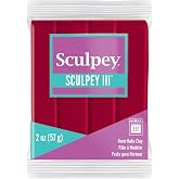 Sculpey III Polymer Oven-Bake Clay, Red, Non Toxic, 2 oz. bar, Great for modeling, sculpting, holiday, DIY, mixed media and school projects.Great for kids &amp; beginners!