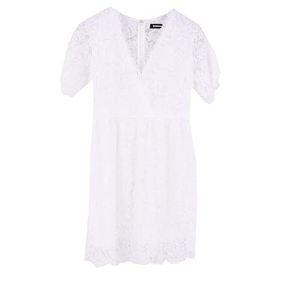lace dress with sleeves plus size Final Sale Plus Size One Shoulder Long Sleeve Lace Detail Gown with Side Slit in Ivory
