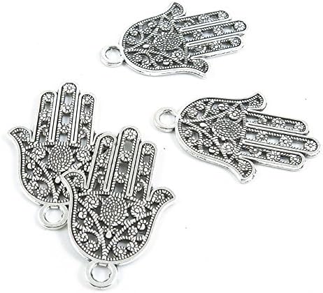 40 Pieces Silver Tone Jewelry Making Charms Supply ZY3638 Hamesh Hamsa Hand of Fatima