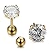 FUNRUN JEWELRY 5 Paris Stainless Steel Stud Earrings for Women Men Crystal Helix Tragus Barbell Earrings 3-7mm Yellow
