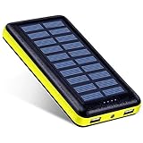 Solar Charger Antun Battery Pack 22400mAh High Capacity Power Bank Solar Power Bank Dual USB Charging Port Power Indicator With LED Flashlight and Charge Protection(Yellow)