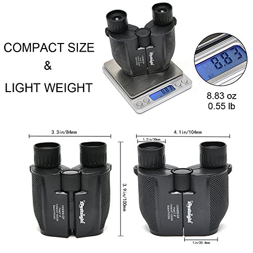 Folding Binoculars for Bird Watching 10x25 High Powered Magnification Compact Binoculars for Adults Kids Outdoor Shooting,Hunting,Astronomy,Sports and Concerts