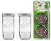 Ball 2 Glass Mason Drinking Jars with 2 Sip and Straw Lids (2, 24oz Jar)