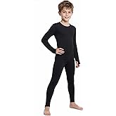 Bodvera Thermal Underwear for Kids，Boys Fleece Lined Base Layer Long Johns Thermals Top and Bottom Set for Winter Skiing
