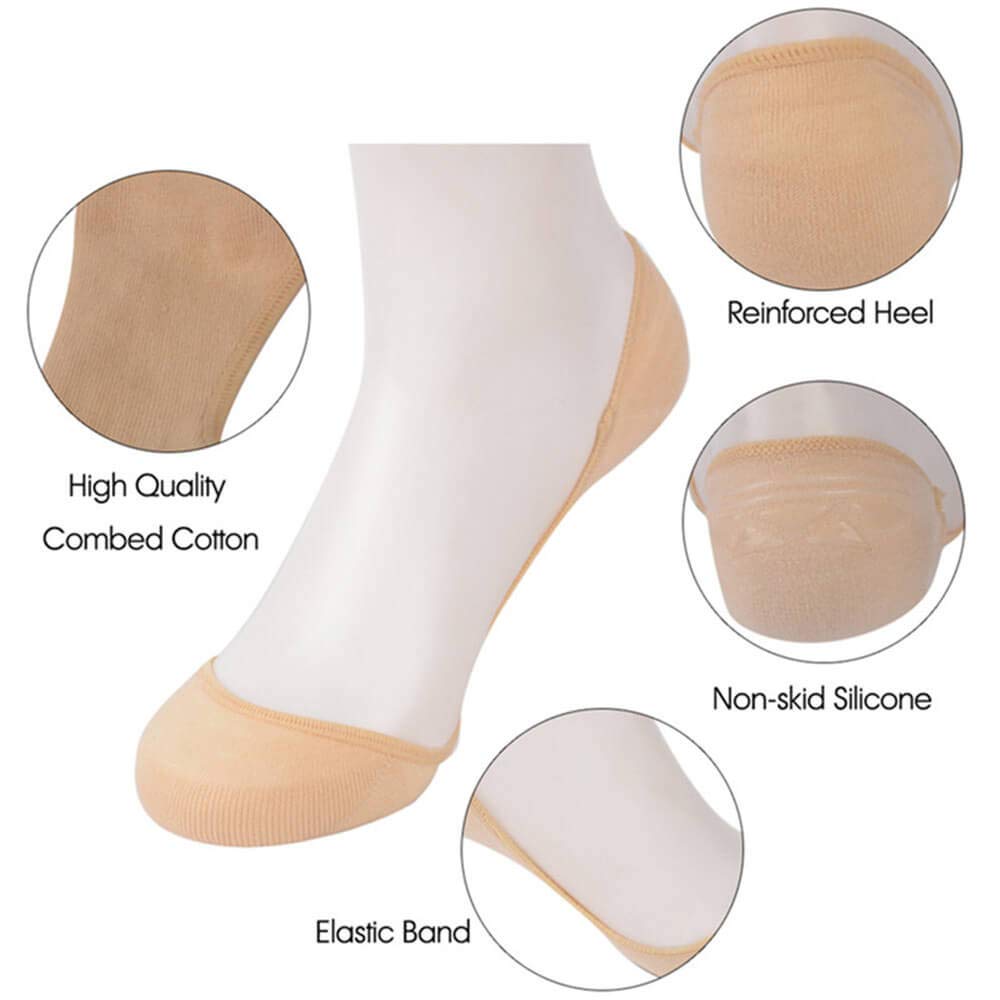 Puimentiua 1/6/10 No Show Socks/Invisible Socks Women/Flats Socks Ultra Low/Non Slip Invisible Socks Flat Boat Socks/Low Cut Casual Cotton Liner Socks/for Women.