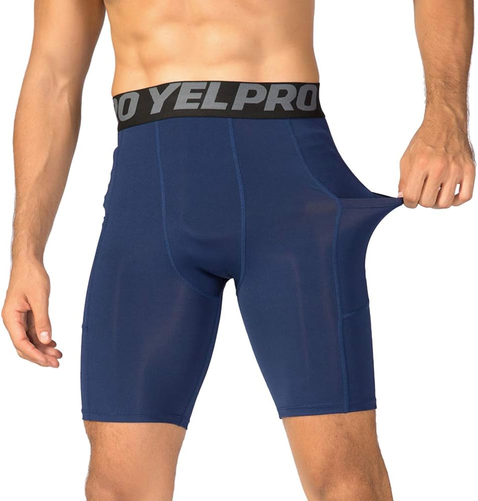 Lixada Men's Compression Shorts Pants Sports Baselayer Tights Active Workout Underwear Leggings with Pockets : Clothing
