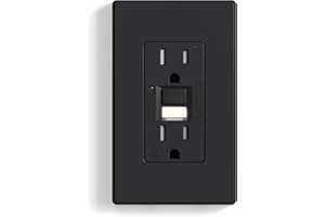 ELEGRP GFCI Outlet w/Nightlight, 15 Amp Self-Test GFI Electrical Outlet, Thinner Design, Tamper Resistant GFCI Receptacle, Ground Fault Receptacle w/Wall Plate, UL Listed, Matte Black, 1 Pack