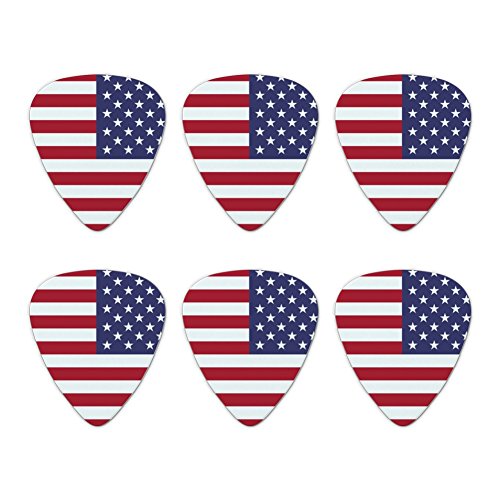 Reversed USA American Flag Red White Blue Military Novelty Guitar Picks Medium Gauge - Set of 6