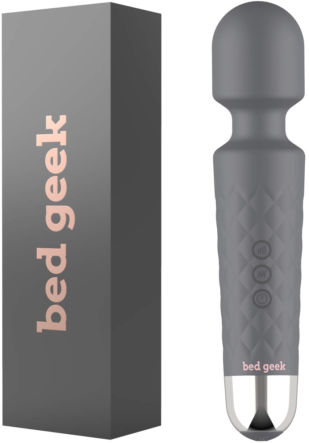 Cordless Handheld Muscular Massager Sports Recovery Muscle Aches with Soft Silicone 20 Patterns 8 Speeds (Grey)