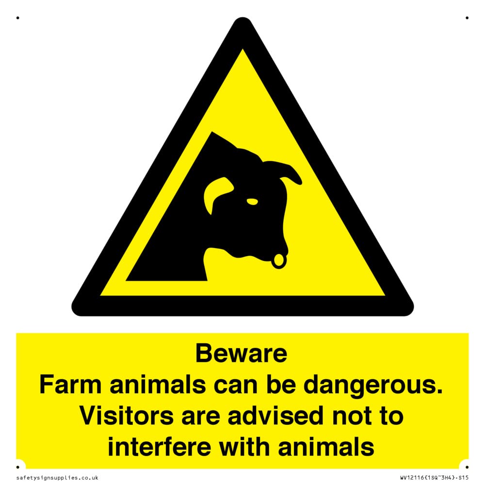 Beware Farm animals can be dangerous. Visitors are advised not to interfere with animals Sign - 1.