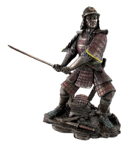 Bronzed japanese samurai general minamoto statue