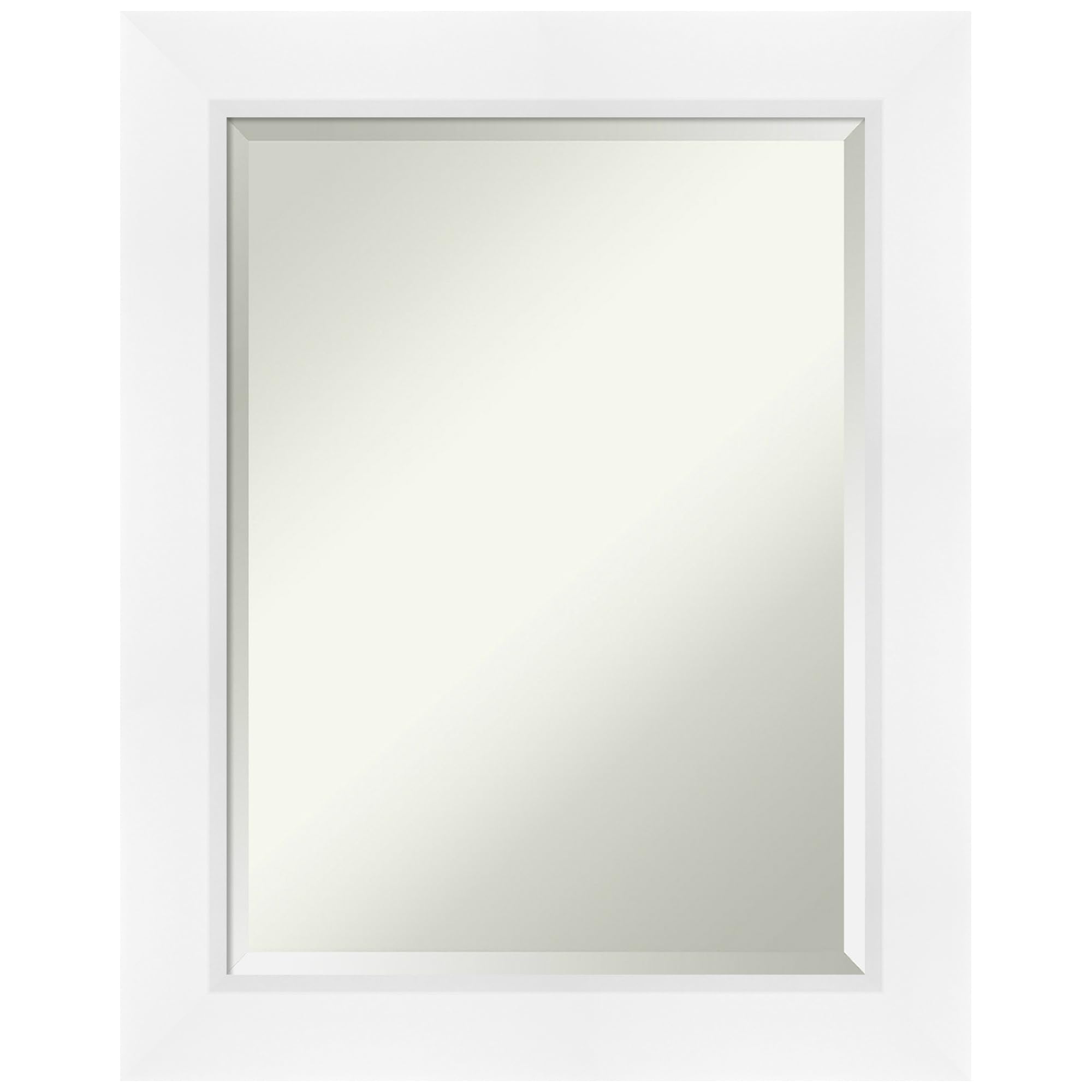 Amanti Art White Bathroom Mirror for Over Sink, 30x24 Sloped White Rectangle Vanity Mirror, Medium Modern Contemporary Frame, Hangs Horizonally and Vertically, Bathroom Wall Decor, Beveled Edge Image