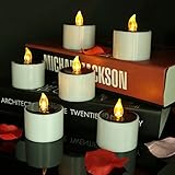 Micandle 6 Pack Outdoor Solar Candles/Long Lasting Using,Flameless Solar Tealights Candles Camping,Home,Window,Yard Decor(Charged 4-8 Hours Can Use 5-10 Hours) in Yellow