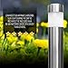 LowVoltz Solar 6 Pack Stainless Steel Solar LED Path Lights. Outdoor Solar Pathway Lights Garden, Yard Walkway. Modern Design, Solar Path Landscape Lighting, Longest Charge (Stainless Steel Round)