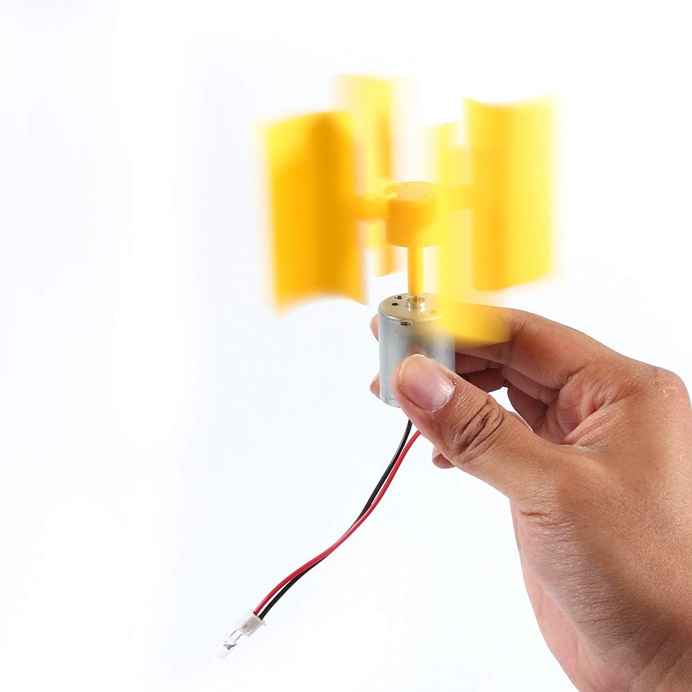 MaxmarttWind Turbine Generator Kit,Vertical Wind Generator DIY Kit 0.55W Yellow Small Motor Vertical Wind Turbines Blades Breeze Electricity Generator