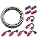 8AN 20Ft Universal Braided Oil Fuel Line Hose Stainless Steel Nylon with 10PC Swivel Fitting Hose Ends Adapter Kit, Silver Red and Blue