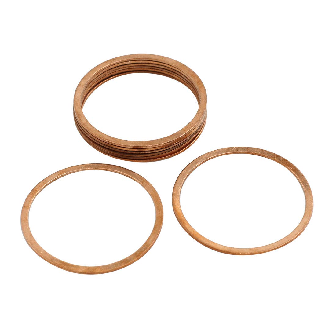 X AUTOHAUX 8 Pcs 40mm Inner Dia Copper Washers Flat Sealing Gasket Rings for Car
