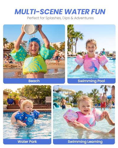 Gogokids Toddler Swimming Float Vest, Arm Bands Kids Swim Vest with Shoulder Harness Baby Floats Swimming Training Jacket for 1-6 Years / 11-30 kg Boys Girls Perfect for Pool, Learn to Swim and Beach