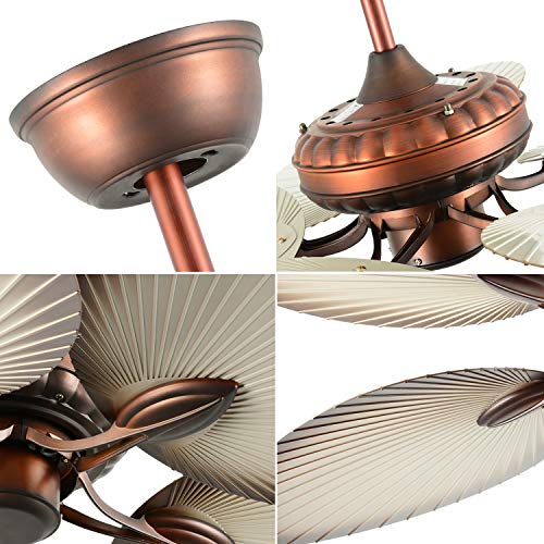 Palm Ceiling Fan with Remote 5 ABS Damp Rated Palm Blades Tropical