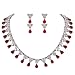 EVER FAITH Women's Cubic Zirconia Elegant Tear Drop Wedding Necklace Earrings Set Red Silver-Tone