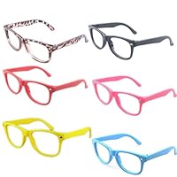 Kaptin 6 Pack Retro Children Stylish Cute Glasses Frame Without Lenses, Childrens Fake Eye Glasses