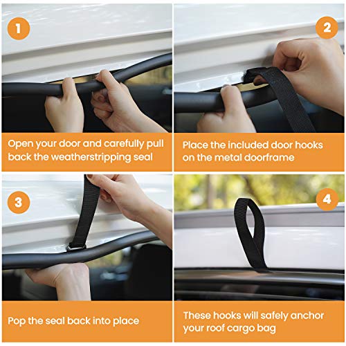 HEYTRIP 6 Pack Cargo TieDown Door Hook Straps for Any Car Top with Most Cars