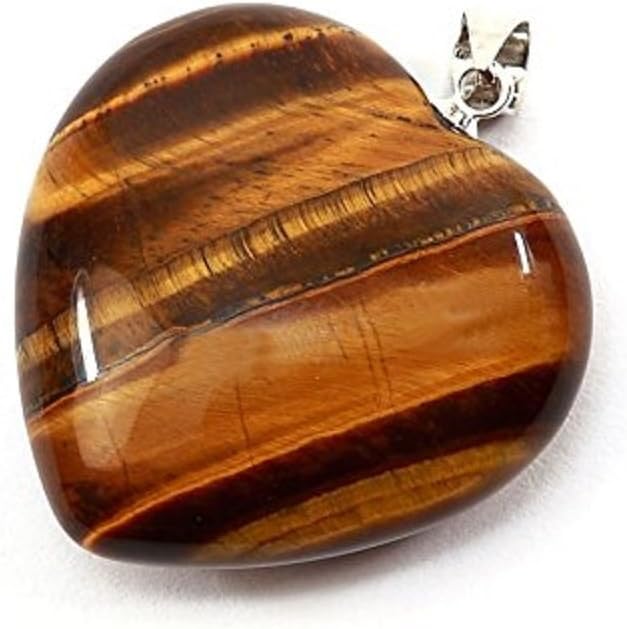 PIERRETOILESTiger 's Eye Pendant with Bail for protection and Chakra Heart