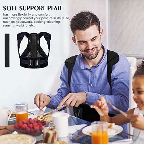 oneday Back Brace Posture Corrector for Men and Women with Replaceable Support Plates, Adjustable and Breathable Back Support for Back, Neck and Shoulder Pain Relief, Black