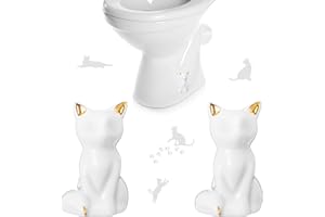 FillTouch 2 Pcs Toilet Bolt Caps, Ceramic Toilet Bolt Covers Decorative Cute Animals Home Bathroom Decor for Easy installation Avoid Rusting(White,Cat)