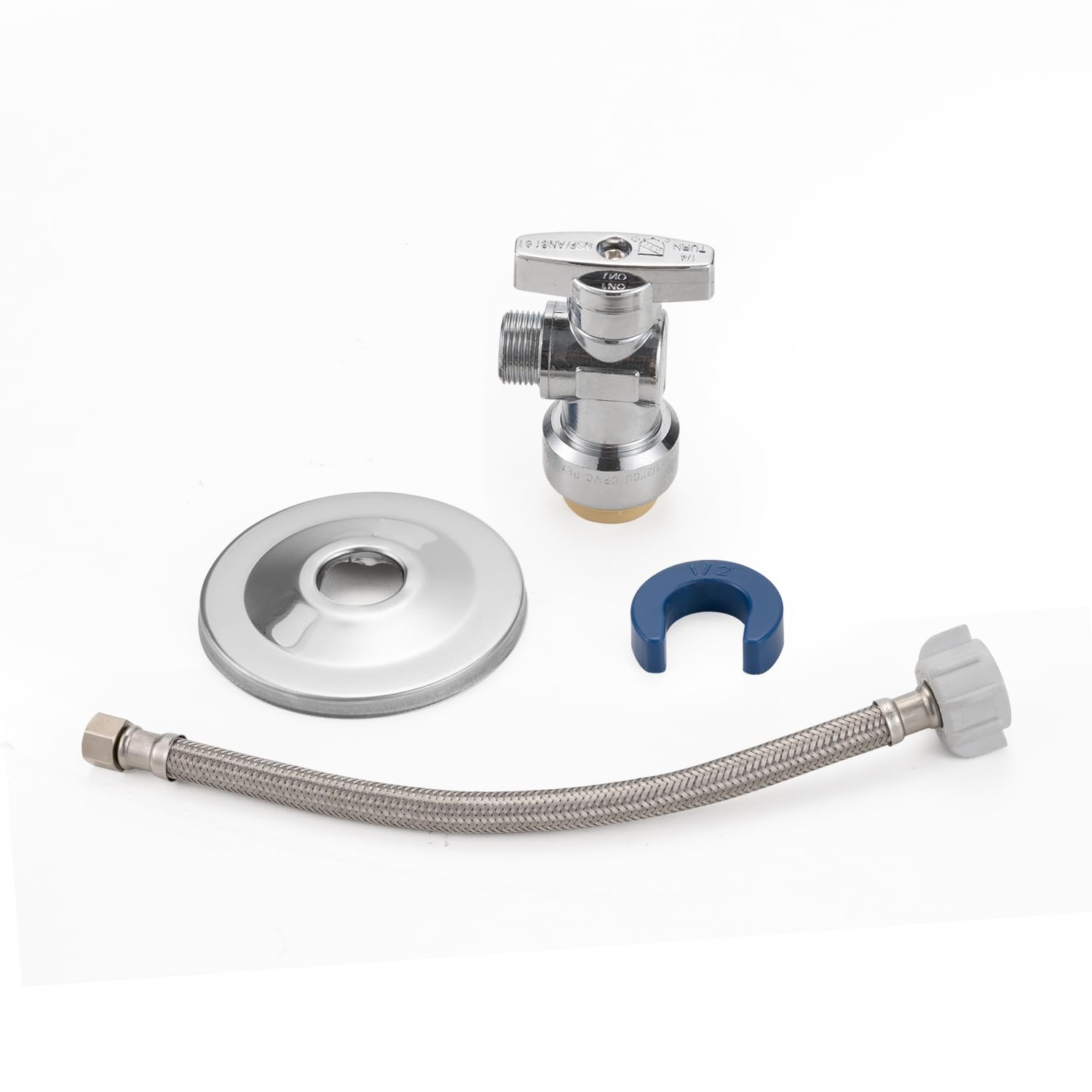 Photo 1 of WMAXPFIT(2 Pack) 9 Inch Toilet Water Supply Line 3/8 Inch Female Comp. x 7/8 Inch Female Ballcock, Toilet Flexible Water Connector, Stainless Steel Braided Water Supply Line (12 INCHES ANGLE KITS)