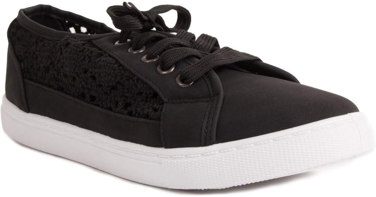 Primtex Baskets Dentelle Femme pailletée en Simili Cuir Grandes