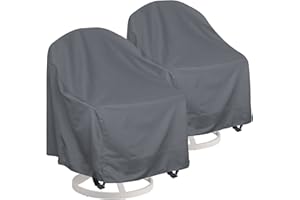 ZILOMI Outdoor Swivel Lounge Chair Cover 2 Pack, Fits Most Lawn Patio Chairs / Swivel Dining Chair (28'' Lx31'' Wx36'' H) ,480D Oxford Cloth Water Resistant，Grey JJZ-01