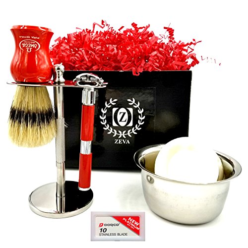 Shaving Set Men Shaving kit Vintage Style Classic Shaving Set Butterfly Safety Razor Dorco Blades double edge razor Shaving Bowl Omega STAND FOR SHAVING BRUSH AND RAZOR Great GIFT Idea