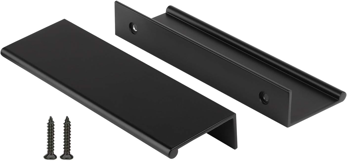 Photo 1 of Peaha 10 Pack Kitchen Cabinet Handles 3-3/4 inch Black Pulls for Dresser Drawers Door Edge Finger Pull Aluminum Alloy Hardware