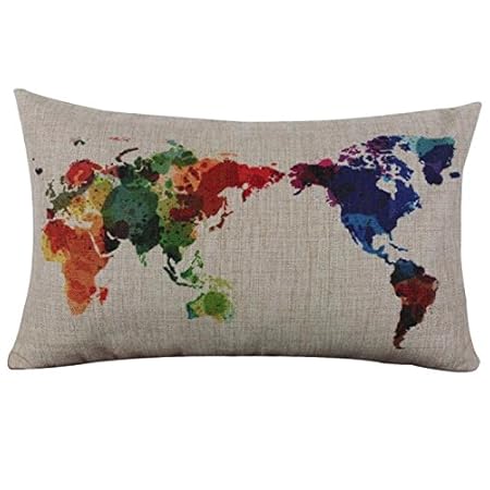 Weltkarte Kissenbezug 30x50, Oyedens Kissen Kissenbezüge Kissenhülle Kopfkissenbezug Bettkissenbezug Pillowcase - Für Schlafs